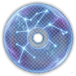AI speaker avatar: a glowing blue DVD with a constellation of luminous nodes